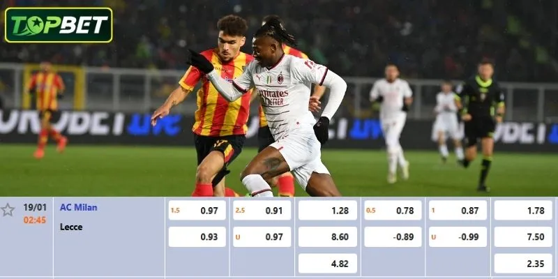 Ty Le Keo Chi Tiet Cho Tran Dau Ac Milan Vs Lecce